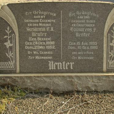 VENTER Louwrens F. 1893-1980 &amp; Susanna C.J. BEKKER 1898-1952