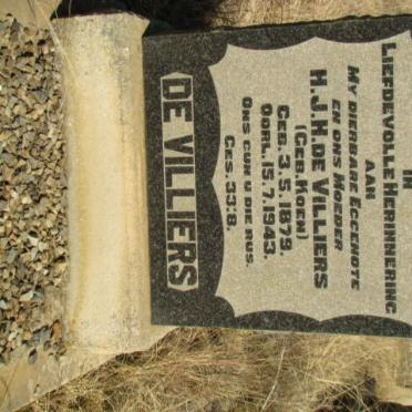 VILLIERS H.J.H., de nee KOEN 1879-1943