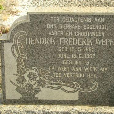 WEPENER Hendrik Frederik 1885-1962