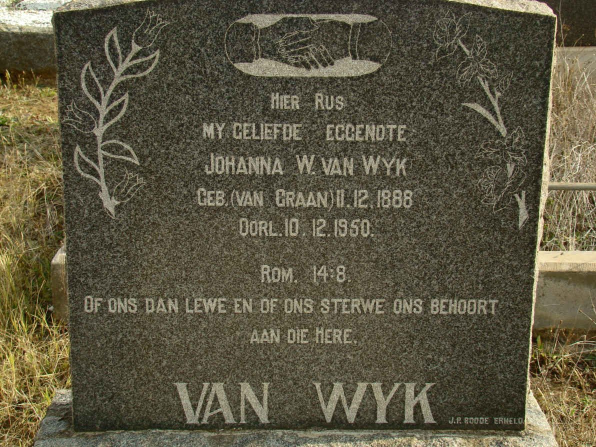 WYK Johanna W., van nee VAN GRAAN 1888-1950