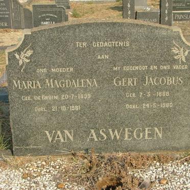 ASWEGEN Gert Jacobus, van 1888-1980 &amp; Maria Magdalena DE BRUIN 1899-1981