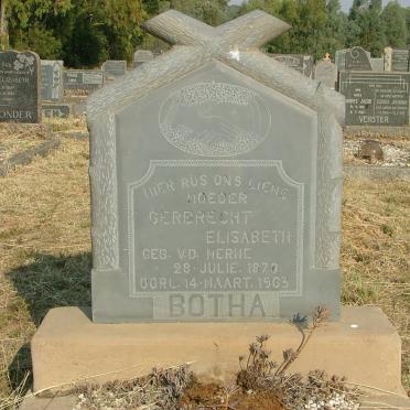 BOTHA Gerbrecht Elisabeth nee V.D. MERWE 1878-1963