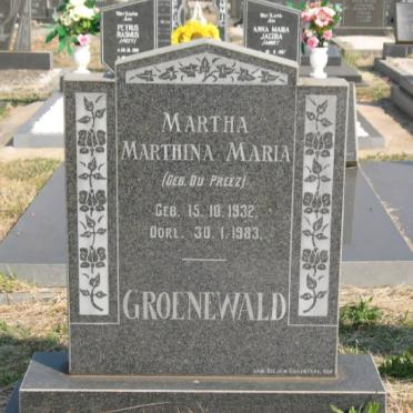 GROENEWALD Martha Marthina Maria nee DU PREEZ 1932-1983
