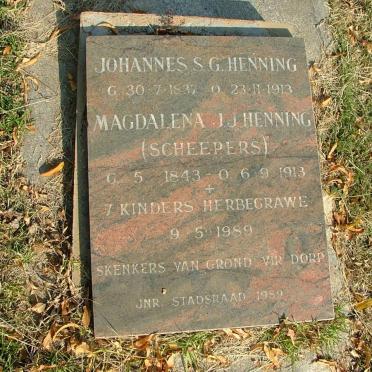 HENNING Johannes S.G. 1837-1913 &amp; Magdalena J.J. SCHEEPERS 1843-1913