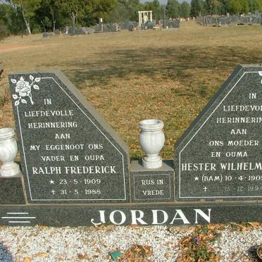 JORDAN Ralph Frederick 1909-1988 &amp; Hester Wilhelmina BAM 1905-1994