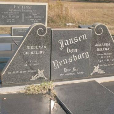 RENSBURG Nicolaas Cornelius, Jansen van 1911-1972 &amp; Johanna Helena DU PLESSIS 1919-2002