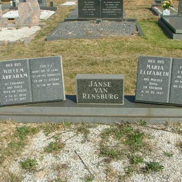 RENSBURG Willem Abraham, Janse van 1928-1997 &amp; Maria Elizabeth 1937-