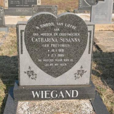 WIEGAND Catharina Susanna nee PRETORIUS 1891-1985