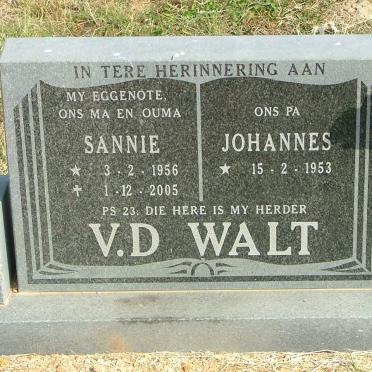 WALT Johannes, v.d. 1953- &amp; Sannie 1956-2005