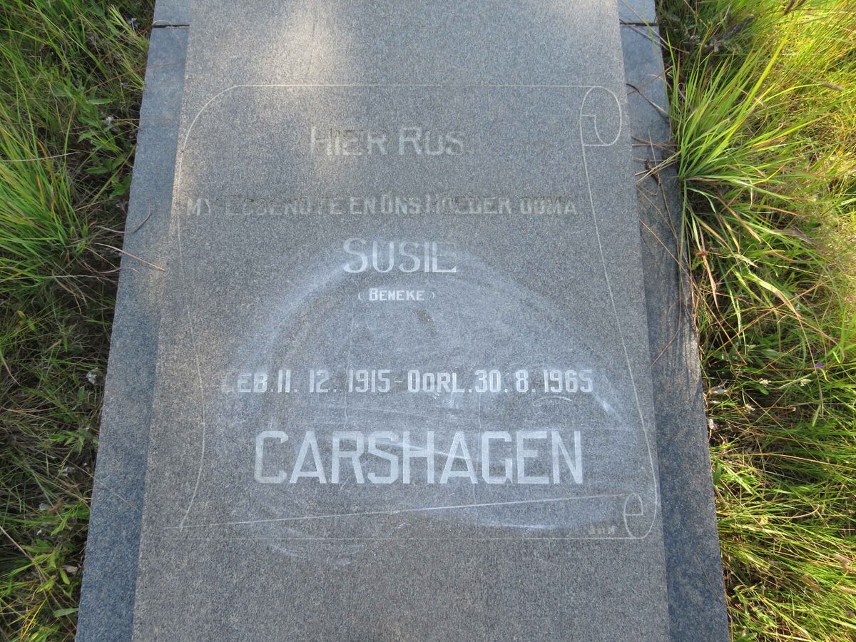 CARSHAGEN Susie nee BENEKE 1915-1965