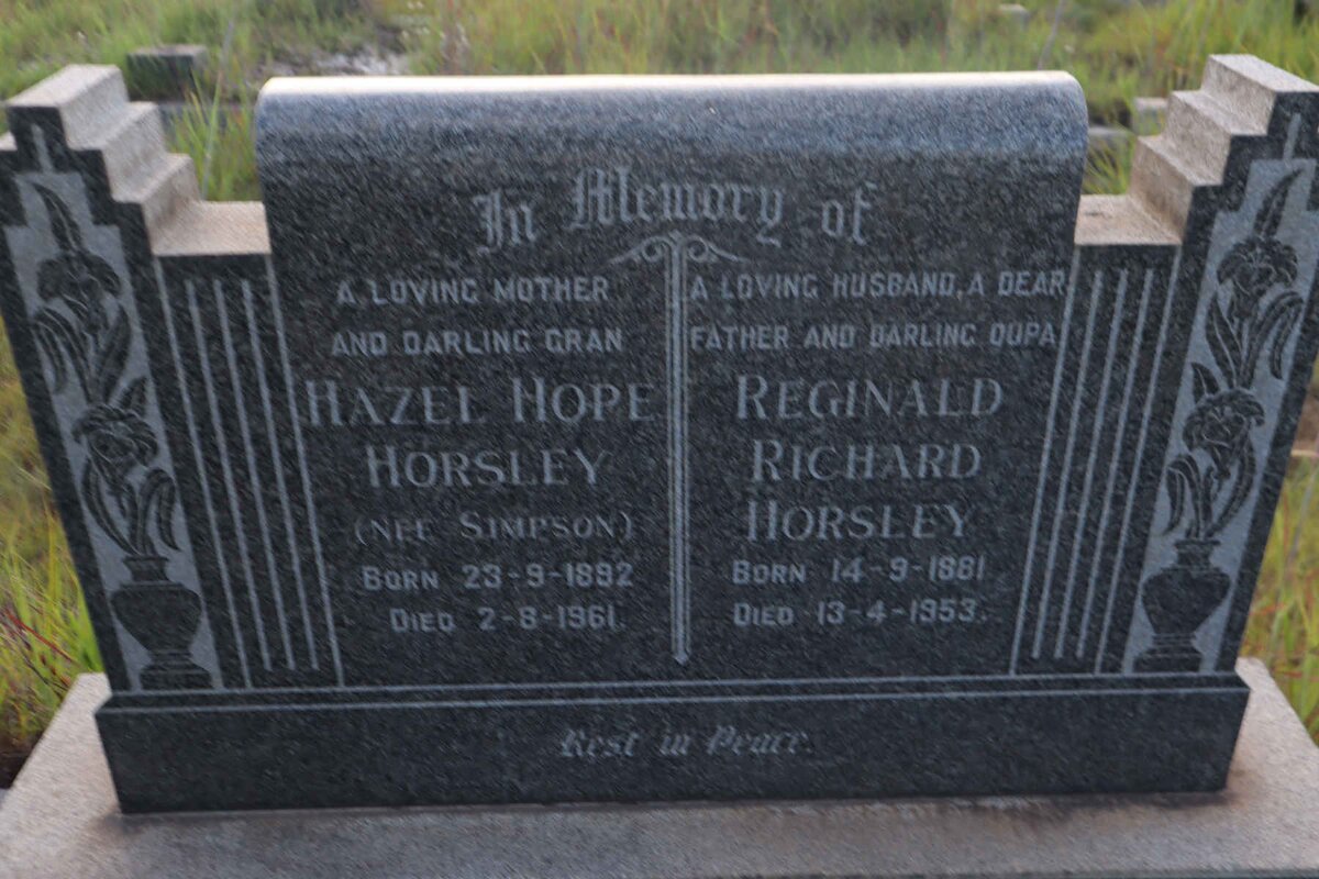 HORSLEY Reginald Richard 1881-1953 & Hazel Hope SIMPSON 1892-1961