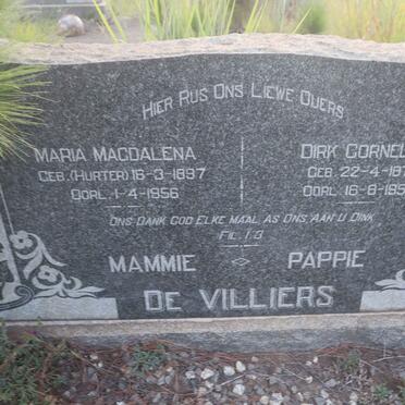 VILLIERS Dirk Cornelis, de 1875-1955 & Maria Magdalena HURTER 1897-1956