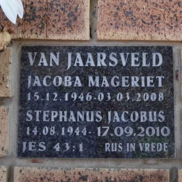 JAARSVELD Stephanus Jacobus, van 1944-2010 &amp; Jacoba Mageriet 1946-2008