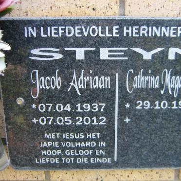 STEYN Jacob Adriaan 1937-2012 &amp; Cathrina Magdalena 1952-