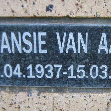 AARDE Fransie, van 1937-2011