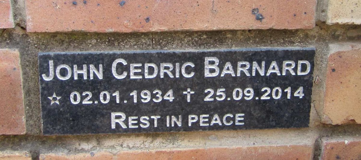 BARNARD John Cedric 1934-2014