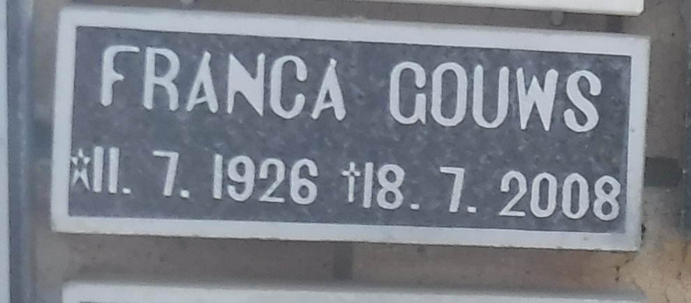 GOUWS Franca 1926-2008