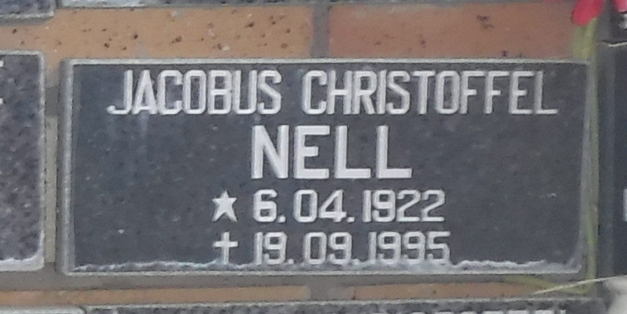 NELL Jacobus Christoffel 1922-1995