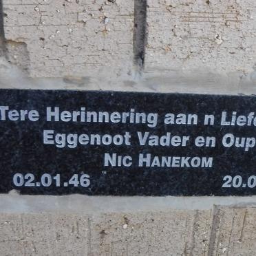 HANEKOM Nic 1946-2002