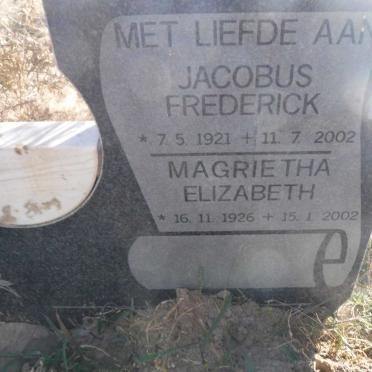 ? Jacobus Frederick 1921-2002 &amp; Magrietha Elizabeth 1926-2002