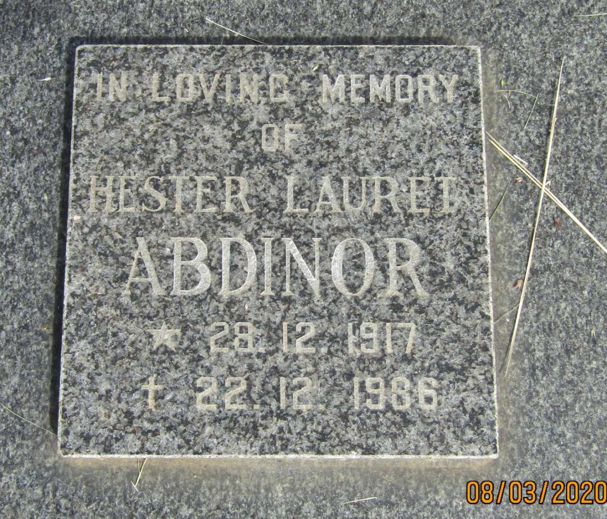 ABDINOR Hester Lauret 1917-1986