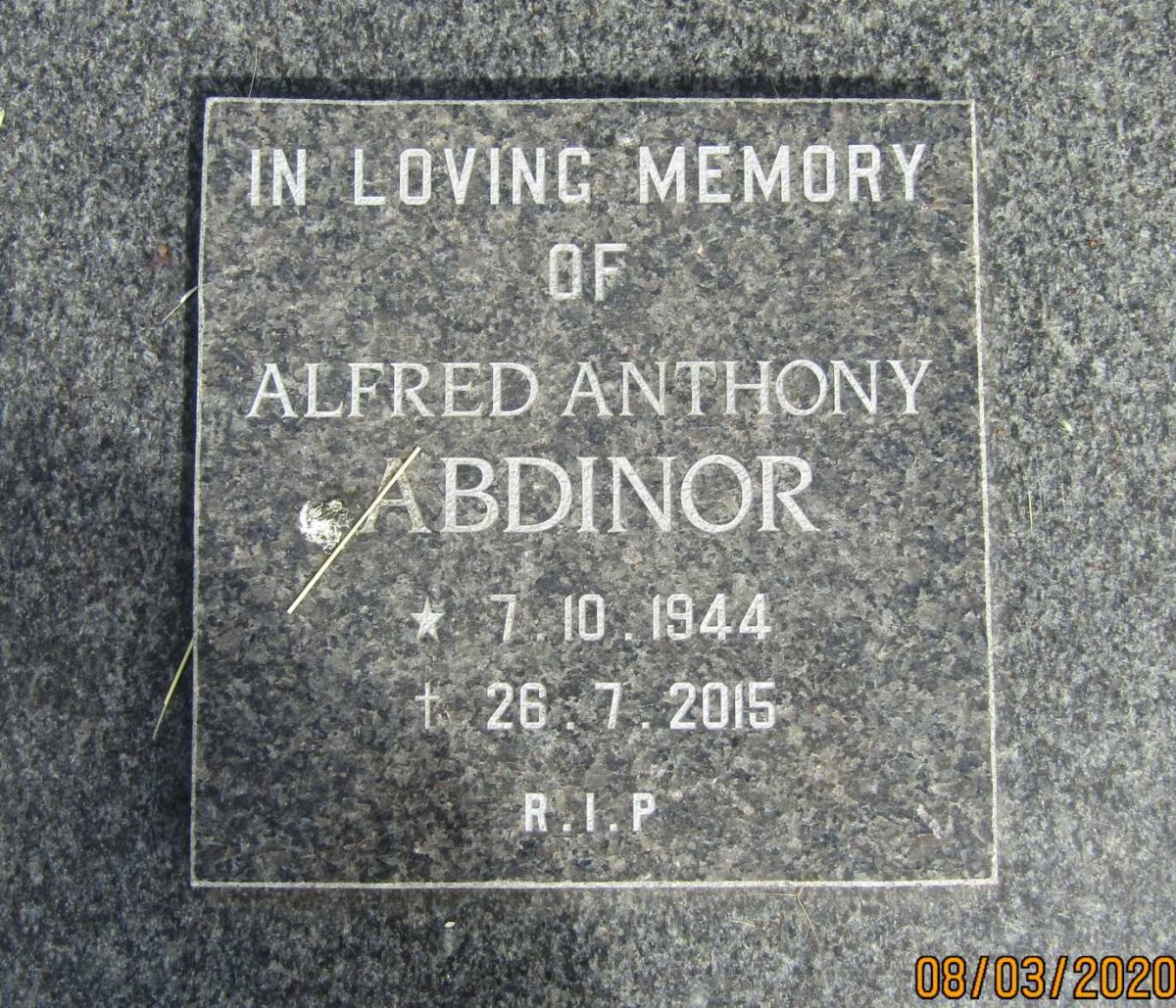 ABDINOR Alfred Anthony 1944-2015