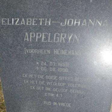 APPELGRYN Elizabeth-Johanna nee HEINEMANN 1959-1990