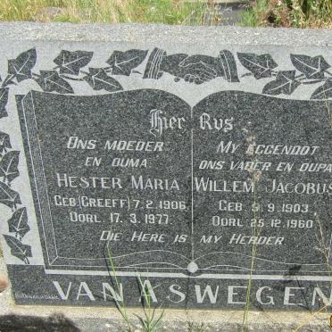 ASWEGEN Willem Jacobus, van 1903-1960 &amp; Hester Maria GREEFF 1906-1977