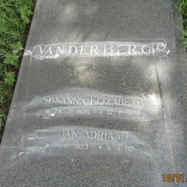 BERG Jan Adriaan, van der 1923-1982 &amp; Susanna Elizabeth 1926-1978