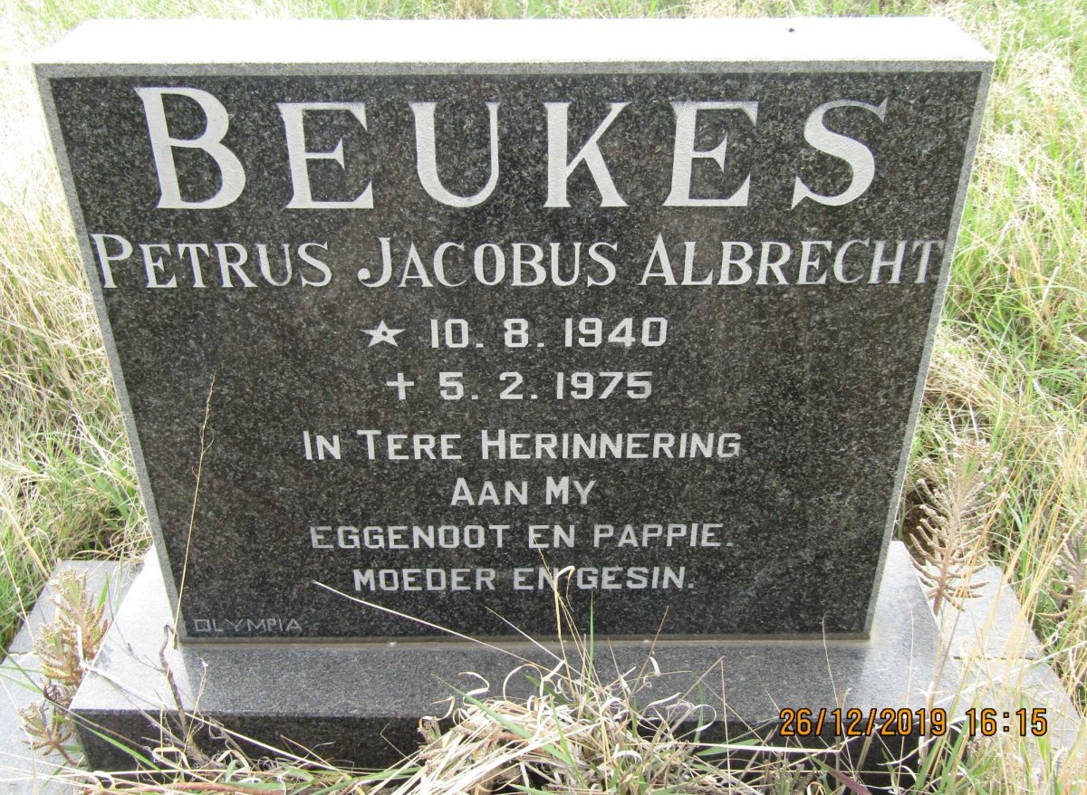 BEUKES Petrus Jacobus Albrecht 1940-1975