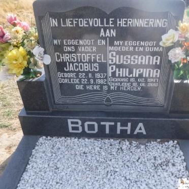 BOTHA Christoffel Jacobus 1937-1982 &amp; Susanna Philipina 1947-2018