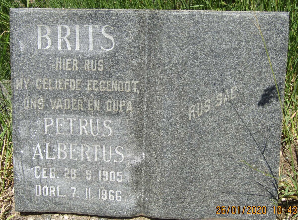 BRITS Petrus Albertus 1905-1966