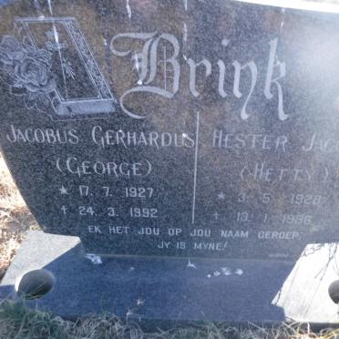 BRINK Jacobus Gerhardus 1927-1992 &amp; Hester Jacoba 1928-1996
