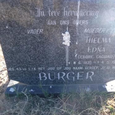 BURGER Thelma Edna nee GAGIANO 1935-1993