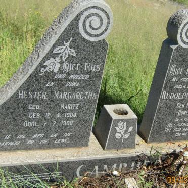 CAMPHER Rudolph Petrus 1895-1965 &amp; Hester Margaretha MARITZ 1903-1988