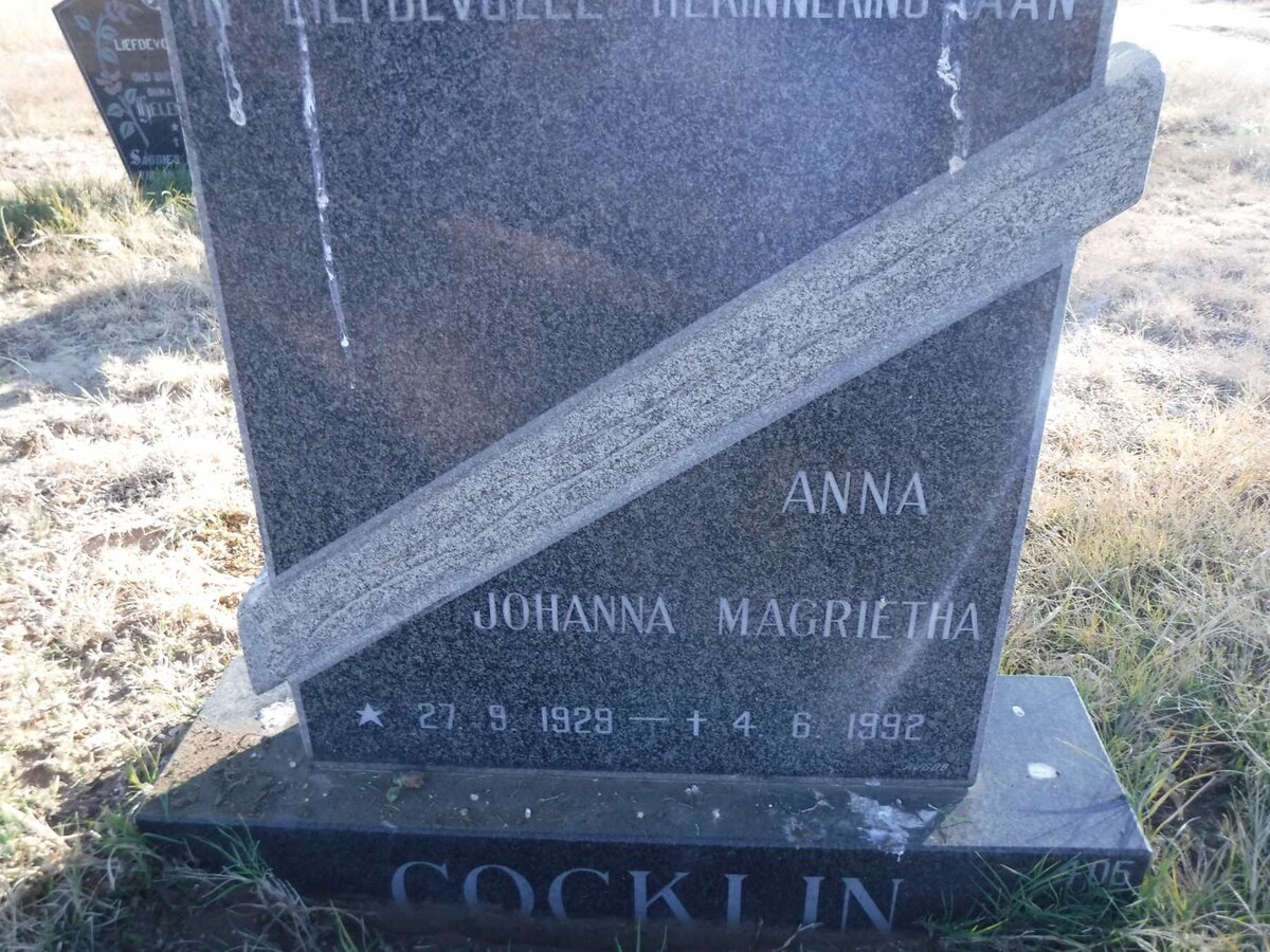 COCKLIN Anna Johanna Magrietha 1929-1992