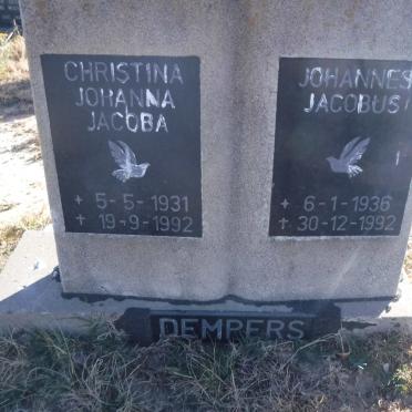 DEMPERS Johannes Jacobus 1936-1992 &amp; Christina Johanna Jacoba 1931-1992