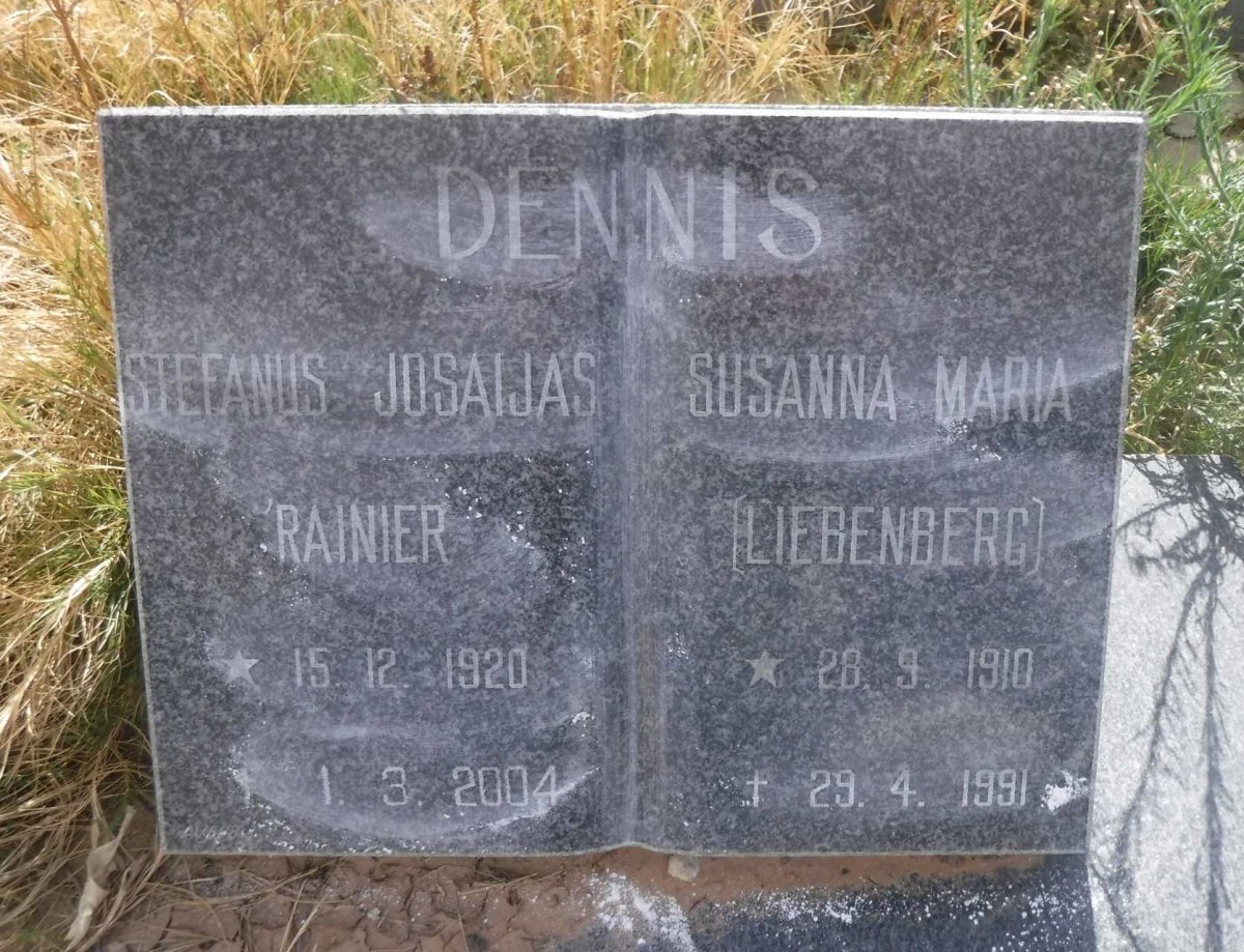 DENNIS Stefanus Josaijas Rainier 1920-2004 &amp; Susanna Maria LIEBENBERG 1910-1991