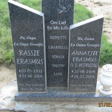 ERASMUS Rassie 1933-2006 &amp; Annatjie V.D. WESTHUIZEN 1934-2006