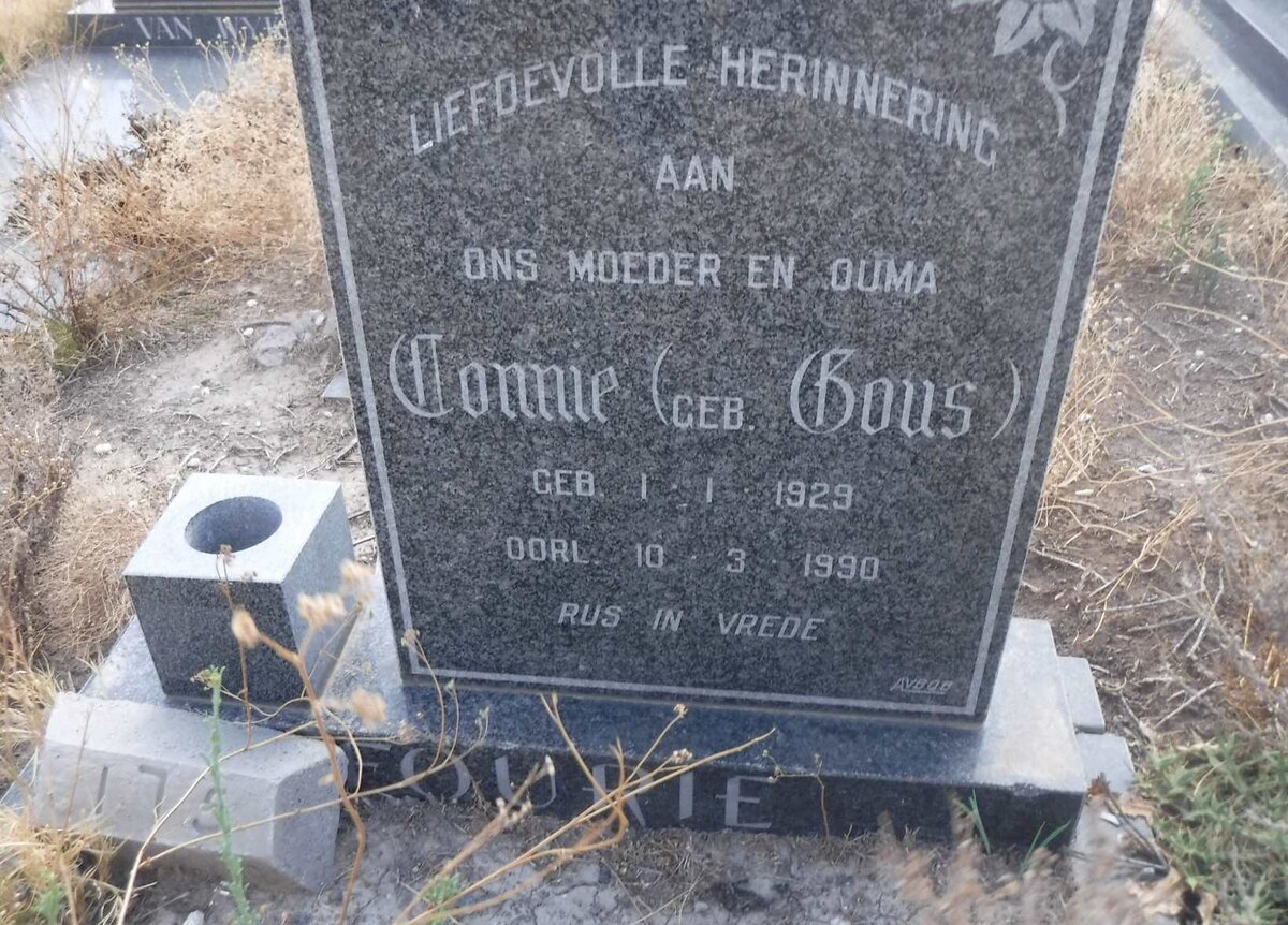 FOURIE Connie nee GOUS 1929-1990