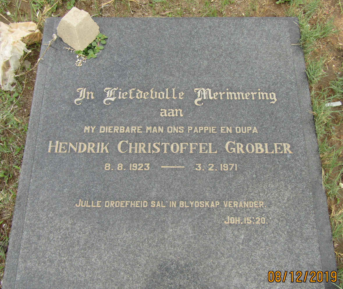 GROBLER Hendrik Christoffel 1923-1971