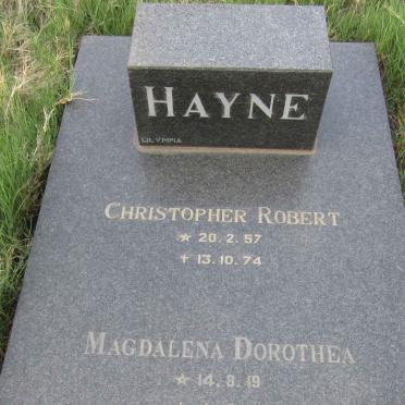 HAYNE Christopher Robert 1957-1974 &amp; Magdalena Dorothea 1949-2014