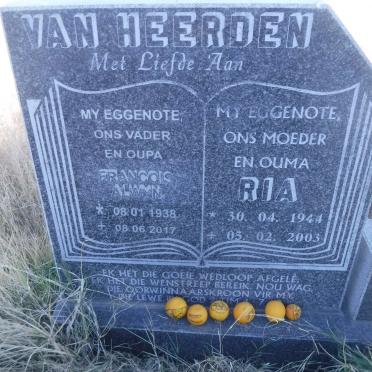 HEERDEN Francois Alwyn, van 1938-2017 &amp; Ria 1944-2003