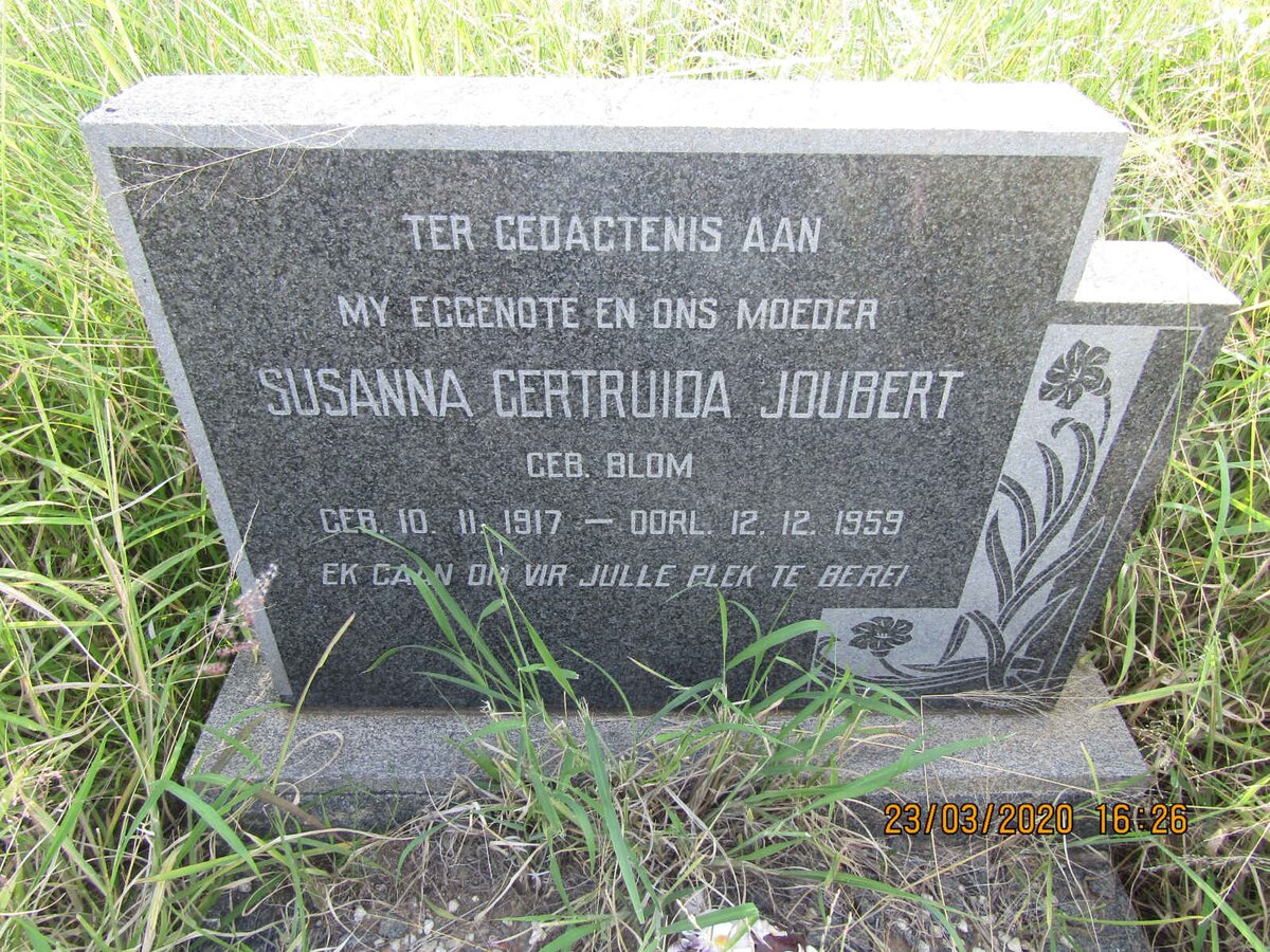 JOUBERT Susanna Gertruida nee BLOM 1917-1959