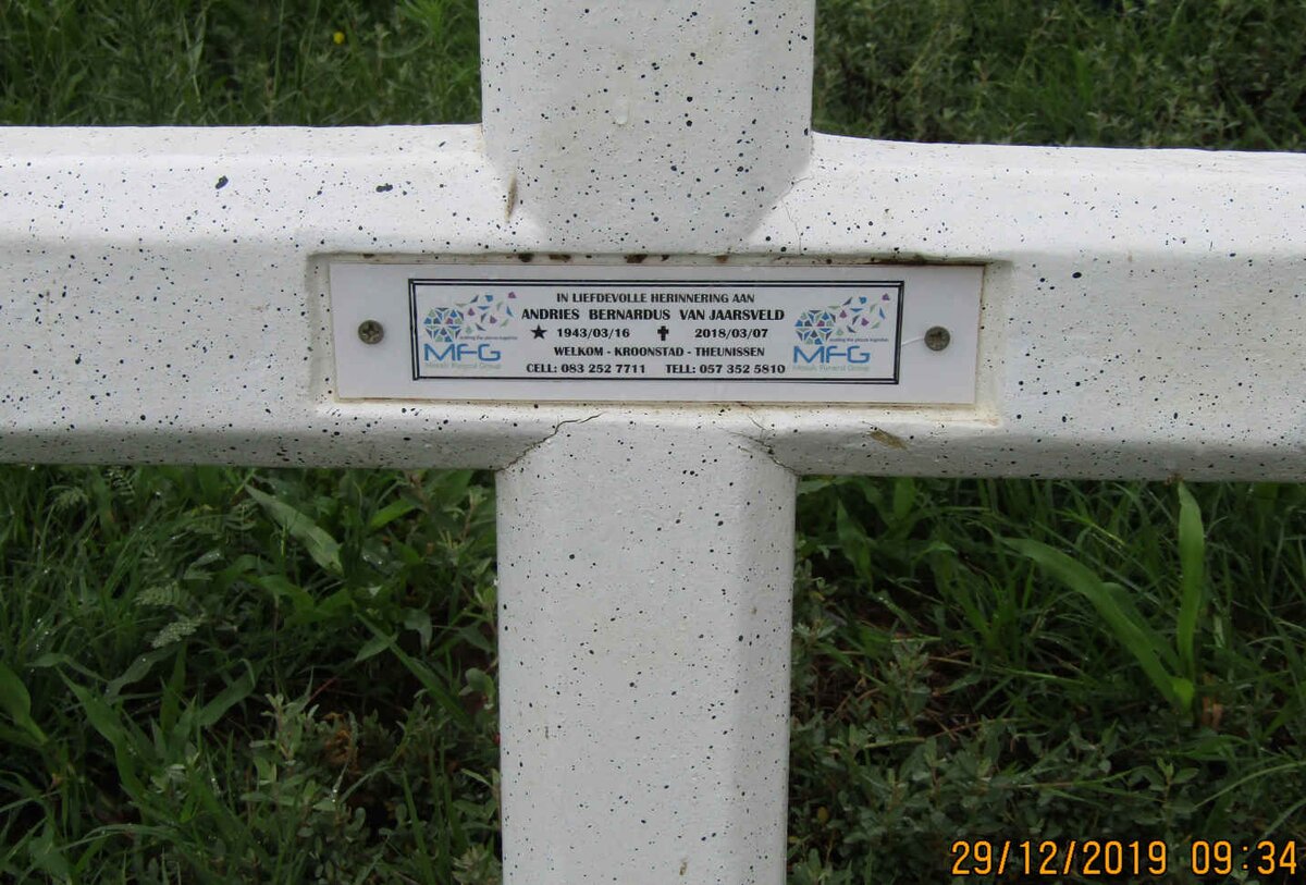 JAARSVELD Andries Bernardus, van 1943-2018