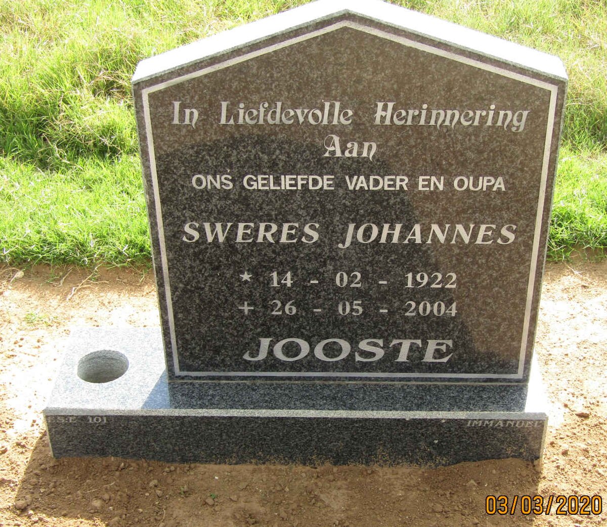 JOOSTE Sweres Johannes 1922-2004