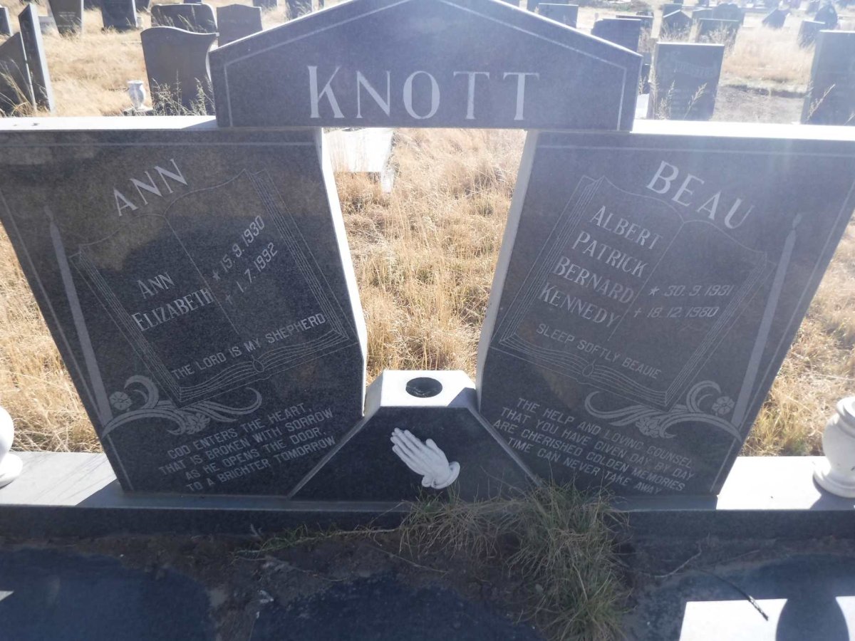 KNOTT Albert Patrick Bernard Kennedy 1931-1980 &amp; Ann Elizabeth 1930-1992