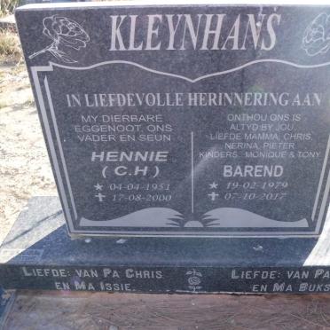 KLEYNHANS C.H. 1951-2000 :: KLEYNHANS  Barend 1979-2017