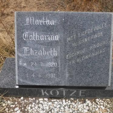 KOTZE Martha Catharina Elizabeth 1920-1991