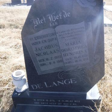 LANGE Jacobus Nicolaas, de 1922-1981 &amp; Maria Dorothea Hendrina 1925-2018